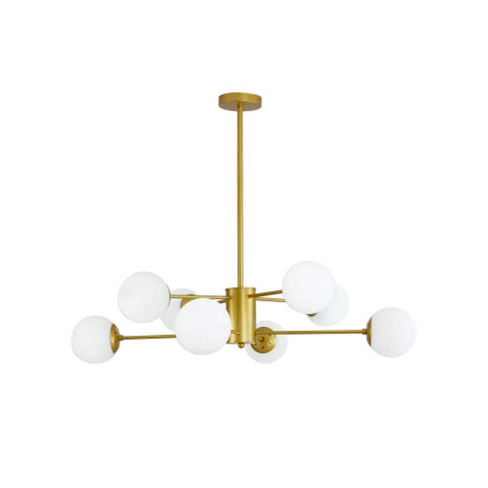 Forge 35 in. 8-Light Gold Mid-Century Branching Design Chandelier with White Glass Shades price history on PriceWatchPro