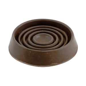 1-1/2 in. Brown Round Smooth Rubber Floor Protector Furniture Cups for Carpet & Hard Floors (4-Pack)