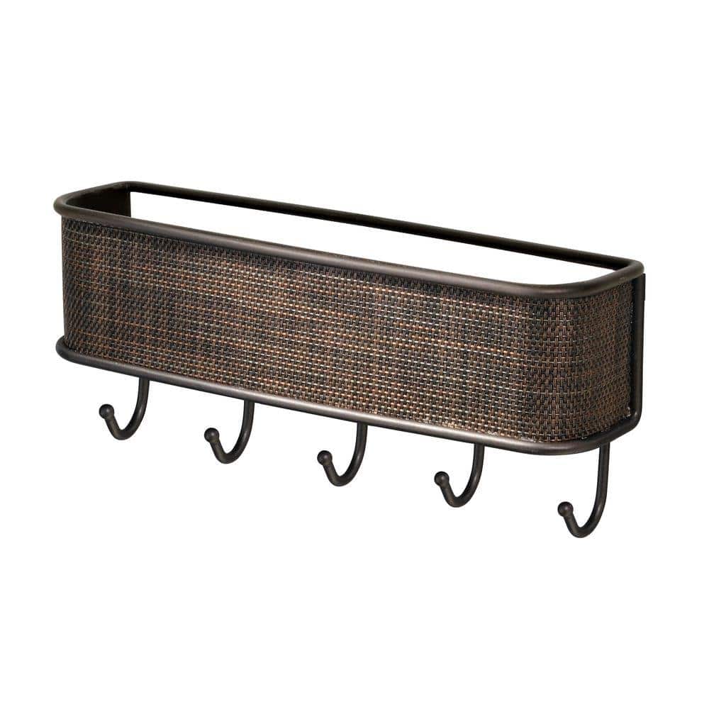 Bronze Wall-Mounted Key Holder with Mail Basket