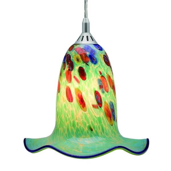 Home Decorators Collection 1-Light Multicolor Glass Ceiling Tulip Pendant