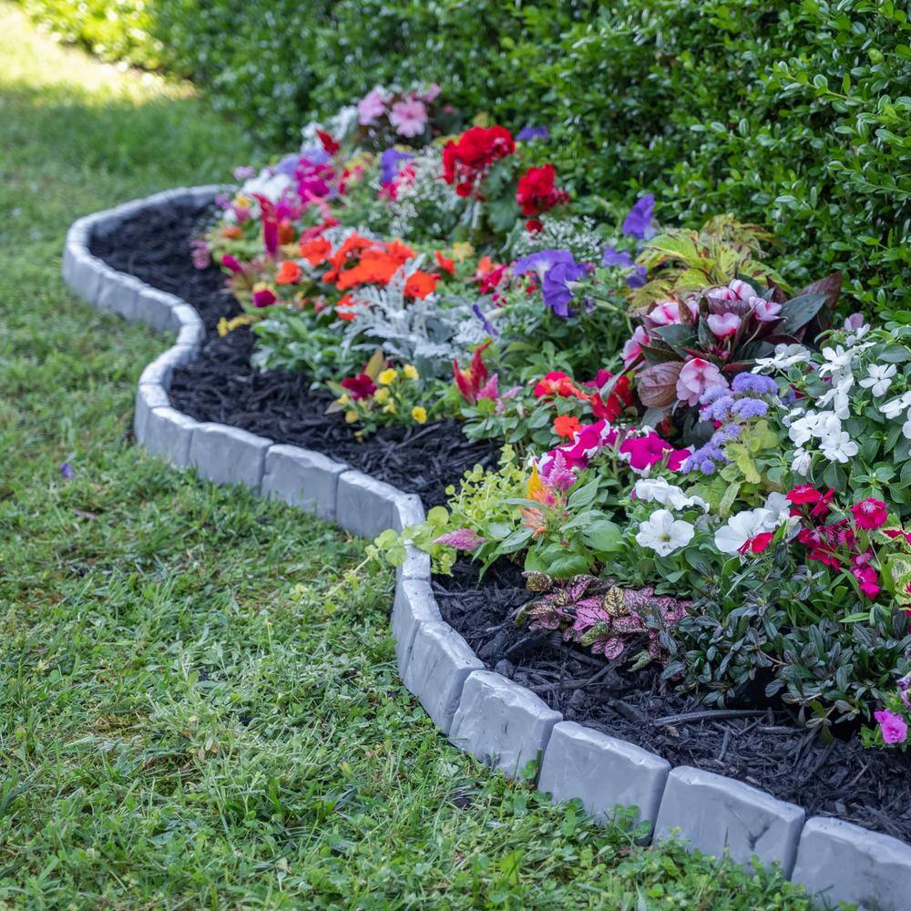 Slate Gray Faux Stone No-Dig Landscape Edging Kit, 60 ft
