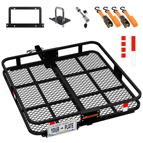 Mockins 40-in. x 40 in x 6 in. Square Cargo Carrier Hitch Rack with License Plate Holder and Car Cargo Carrier Accessories