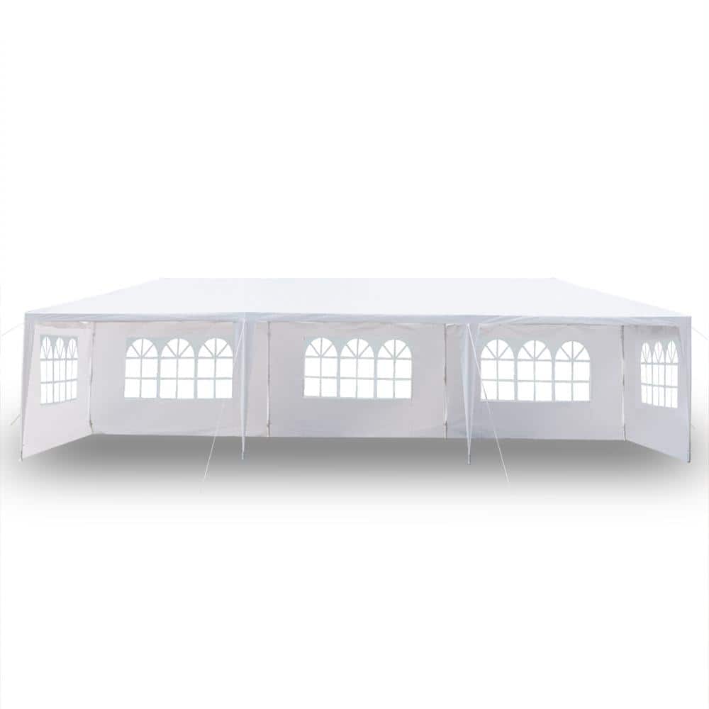 White 30' x 10' Outdoor Wedding Canopy Tent with 5 Sidewalls