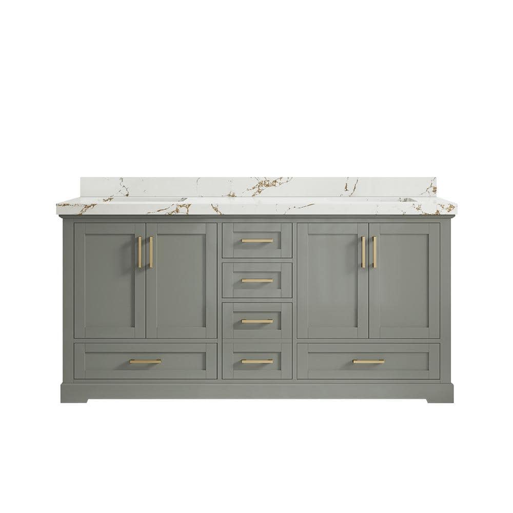 Boston 72 in. Double Sink Freestanding Evergreen Bath Vanity with Viola Brown Quartz Top Unassembled price history on PriceWatchPro
