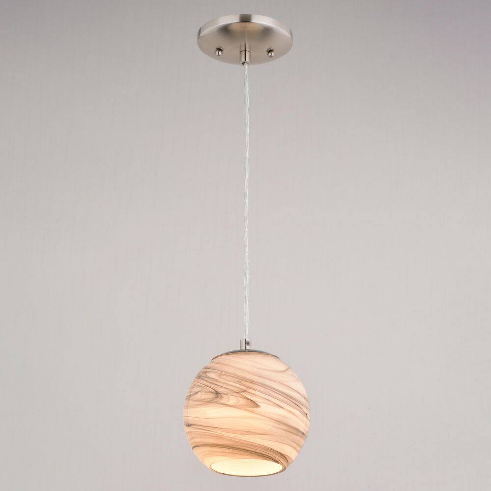 Milano Satin Nickel Mini Globe Pendant Light with Hand-Blown Glass