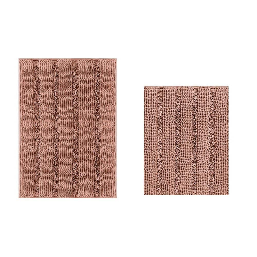 32 in. x 20 in. and 24 in. x 17 in. Bath Mat in Muted Clay, Extra Thick Chenille Striped Pattern Shaggy Bath Rugs price history on PriceWatchPro