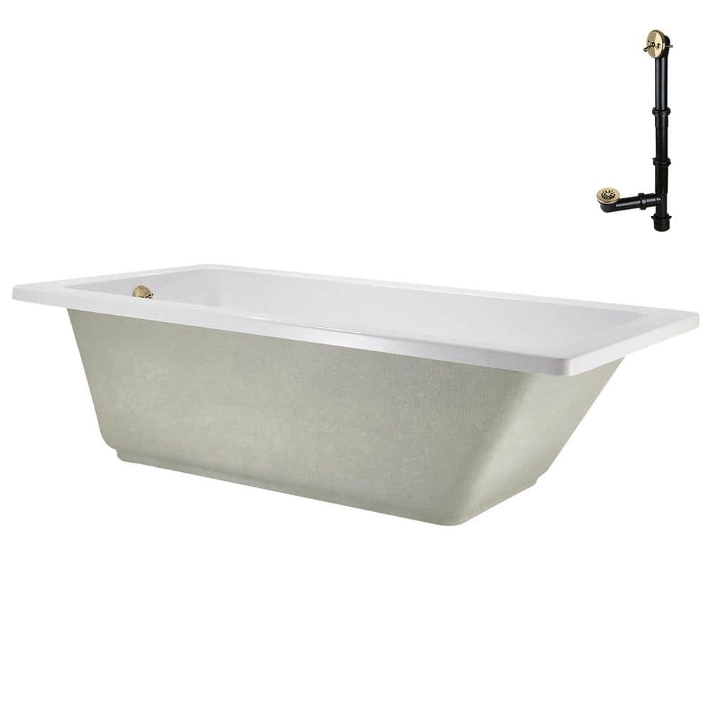 60" x 32" Glossy White Acrylic Soaking Drop-In Bathtub