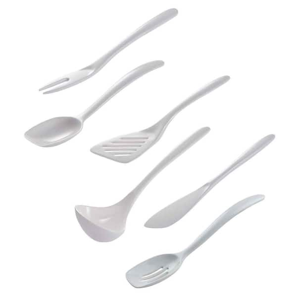 Hutzler Melamine Mini Utensils, Small/7.5,White, Set of 6