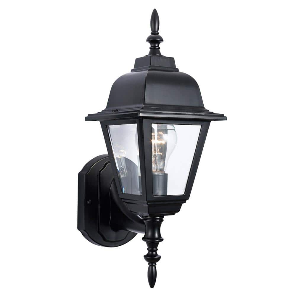 Design House Maple Street Black Outdoor Wall-Mount Die-Cast Wall Lantern  Sconce 507566 The Home Depot