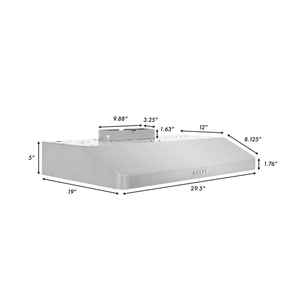 30" Stainless Steel Under Cabinet Range Hood with LED Lighting