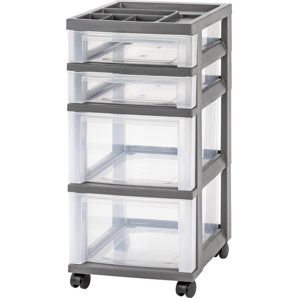 IRIS 68 Qt. 4-Drawer Storage Bin in Gray 585000 - The Home Depot