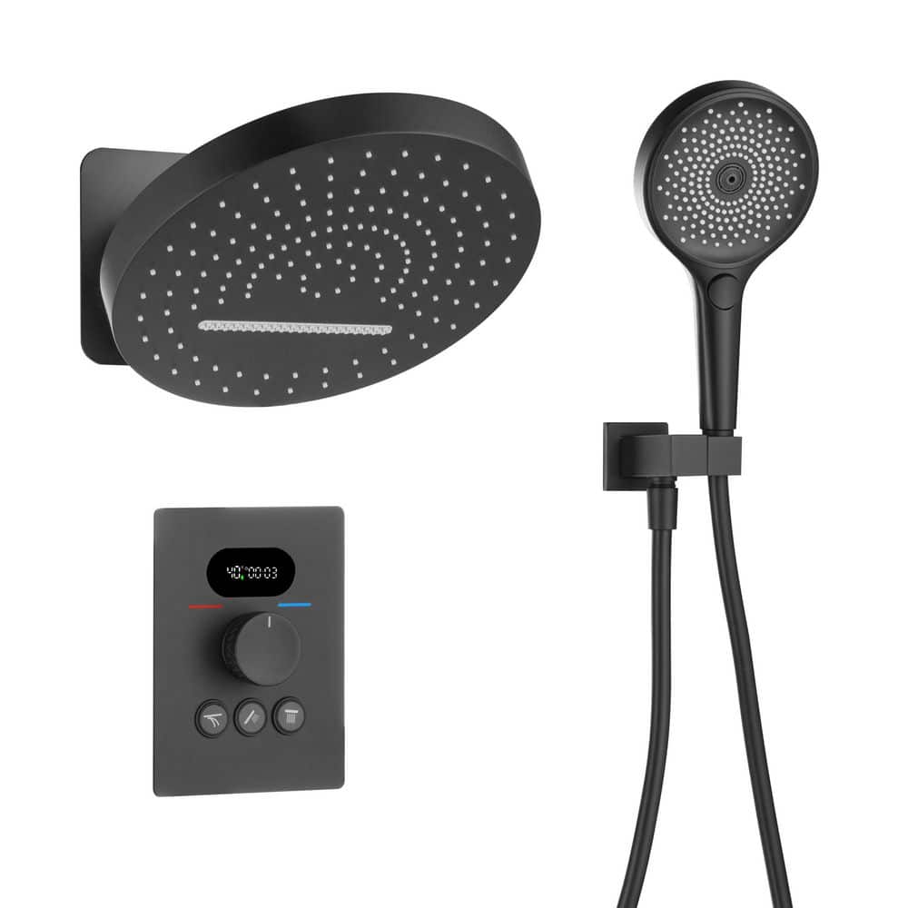 3-spray 12.6 in. Wall Mount Dual Fixed and Handheld Shower Head 4.76 GPM in Matte Black price history on PriceWatchPro