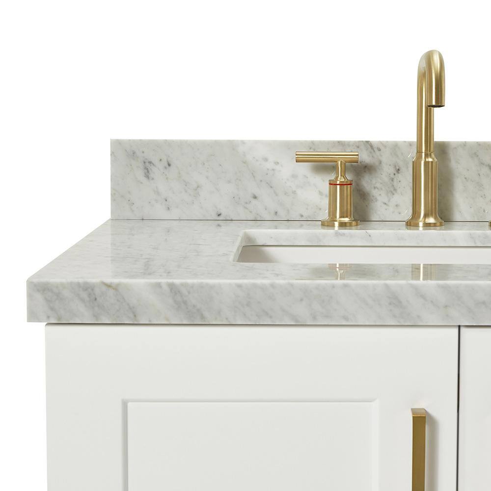 Ariel White Marble Top Single Sink Vanity