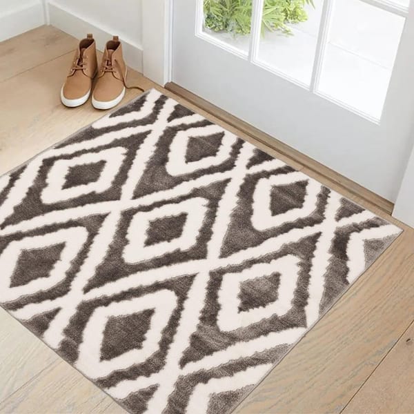 THE SOFIA RUGS Sofihas Indoor Rug Set Geometric Non-Slip 30x30in Washable Modern Indoor Standing Mats, Gray