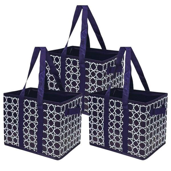6 gal. Collapsible Storage Totes, Gray Geo 3-Pack