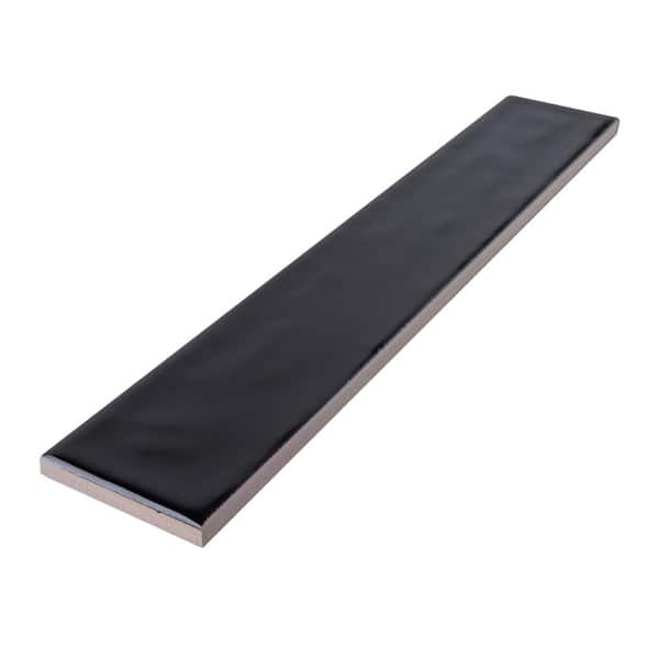 MOLOVO Nova Black 1.97 in. x 11.81 in. Polished Ceramic Subway
