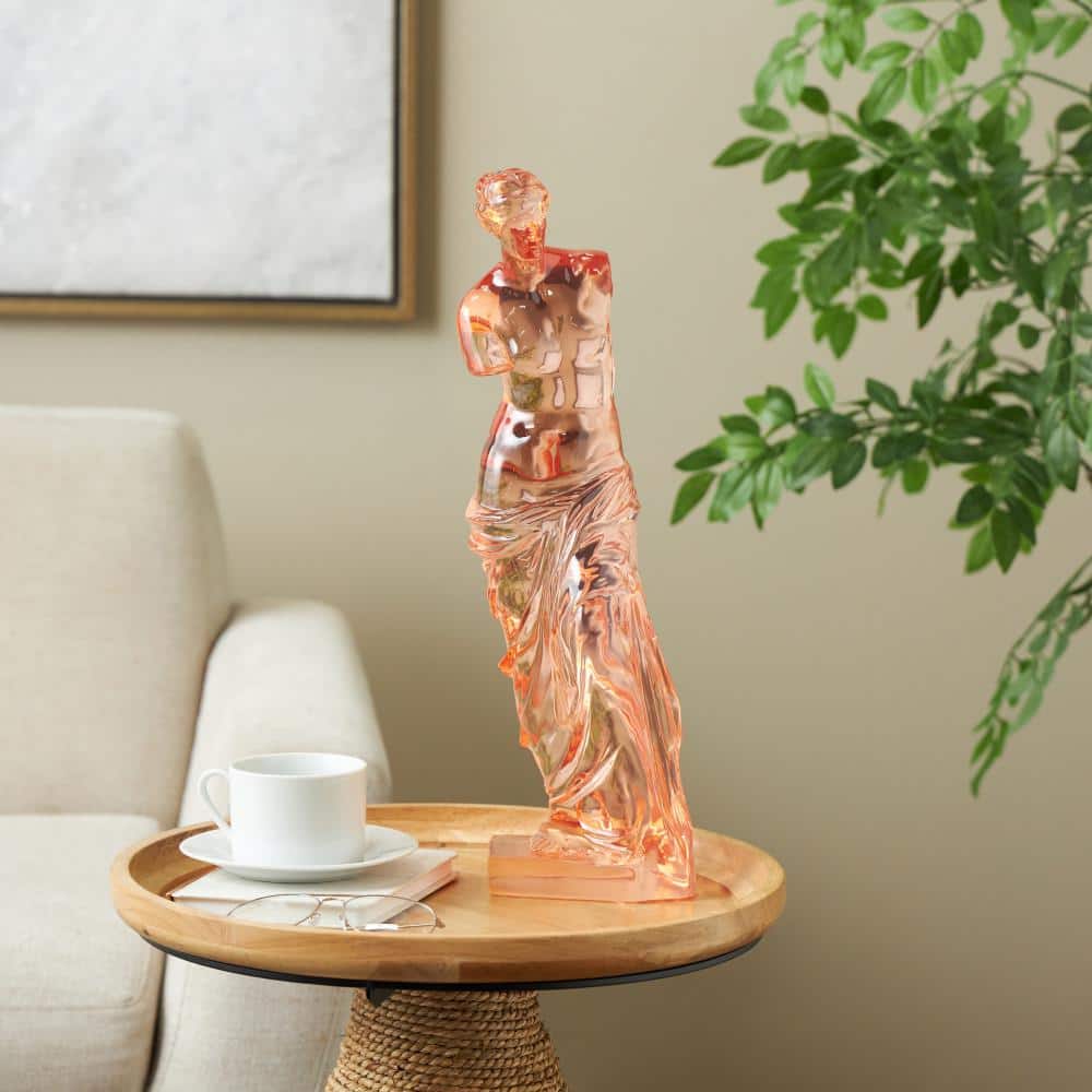 Litton Lane 6 in. x 18 in. Orange Resin Tinted Woman Sculpture