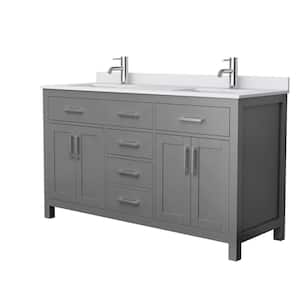 Beckett 60 in. W x 22 in. D Double Bath Vanity in Dark Gray with Cultured Marble Vanity Top in White with White Basins