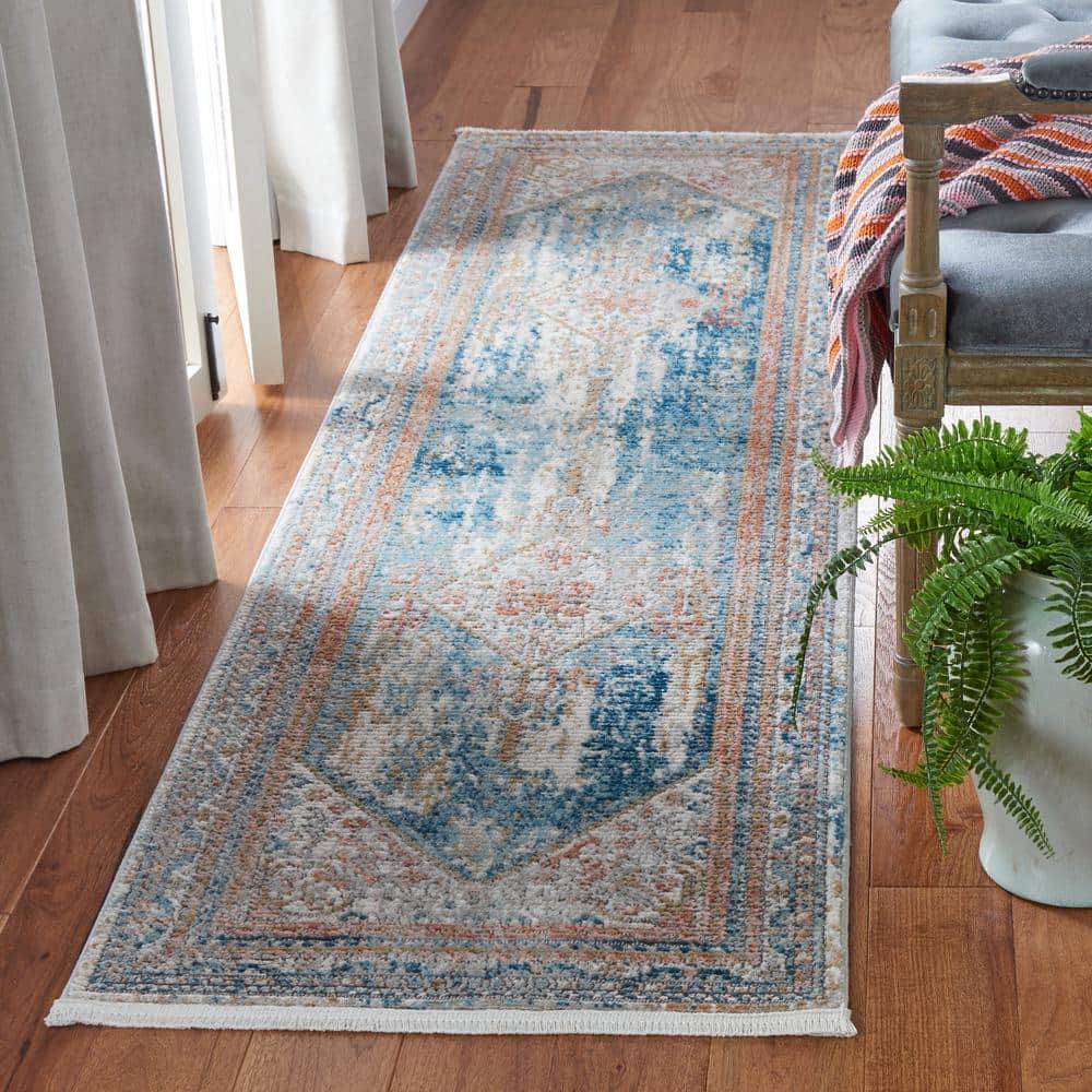 Abstract Blue Elegance Synthetic Area Rug - 26"x8"