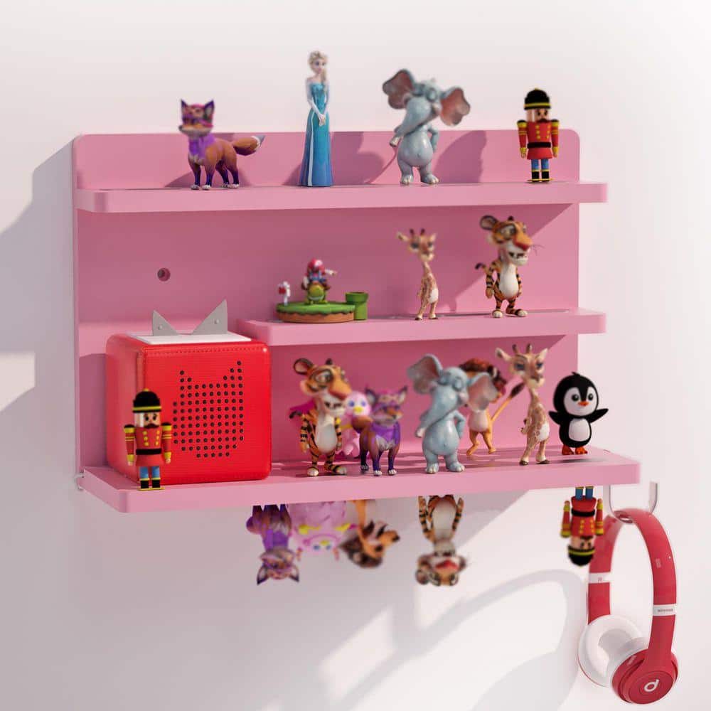 15.83 in. W x 5.1 in. D Pink Wooden Decorative Wall Shelf for
