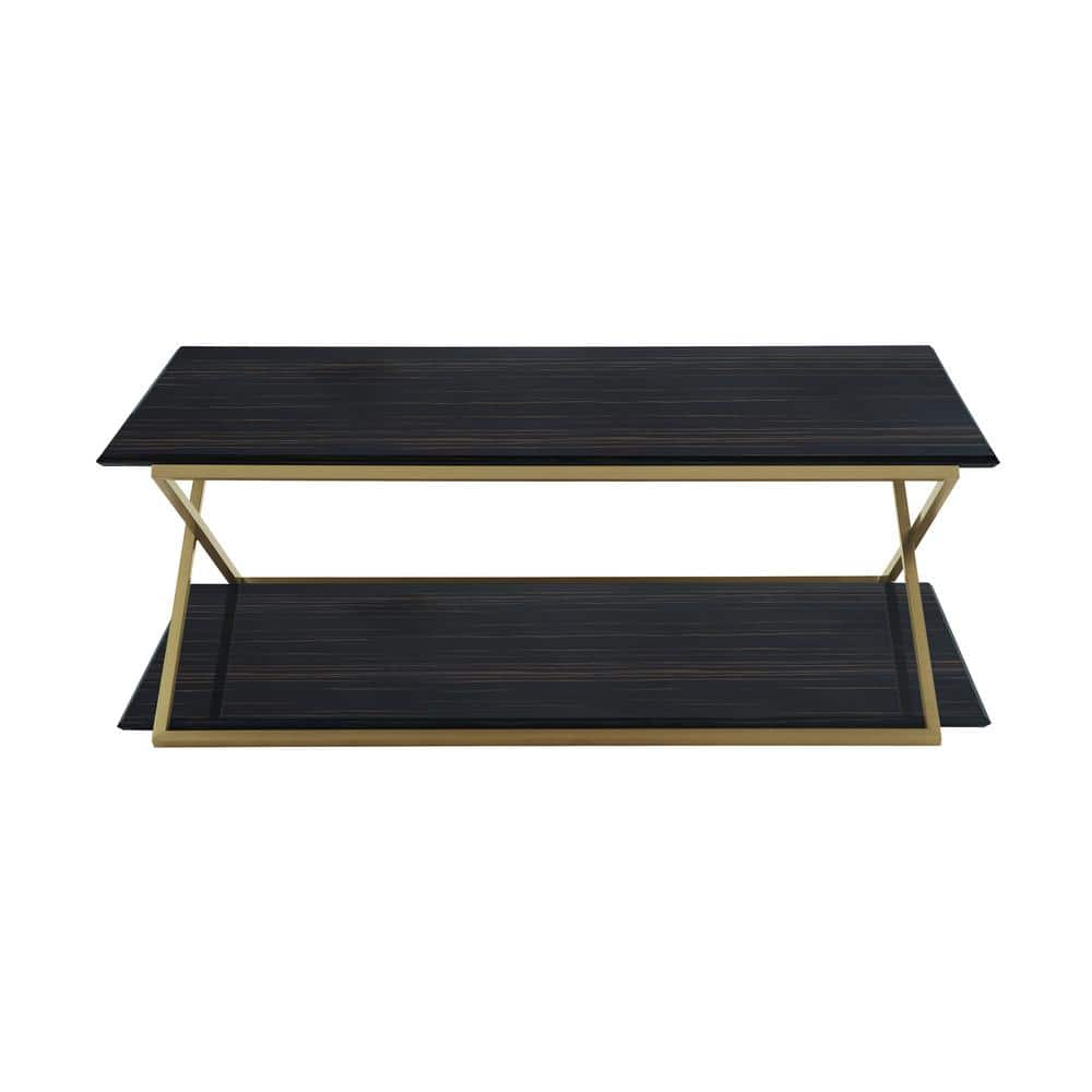 Westlake Dark Brown and Gold Modern Wood Coffee Table