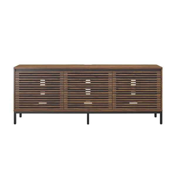 ALPHASON STUDIO 68 in. Media Console with Steel Post Base for TVs up to 77 in., Walnut Wood Veneer