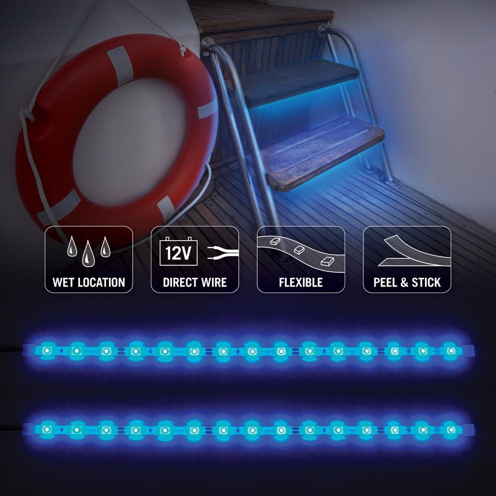 18-inch Blue Waterproof LED Tape Light Strips