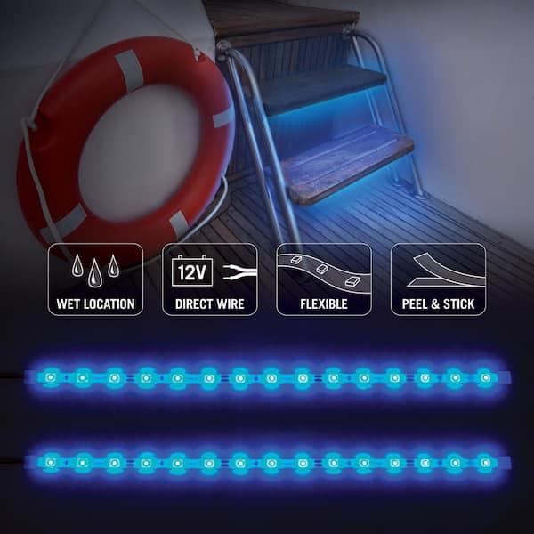 Marine Submersible LED Light Strip 12V 12 FT Blue, LED Rope Lights,  Waterproof Led Lights