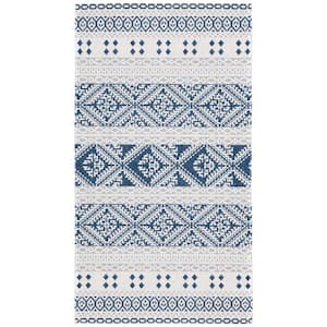 Augustine Navy/Cream 3 ft. x 5 ft. Striped Tribal Area Rug