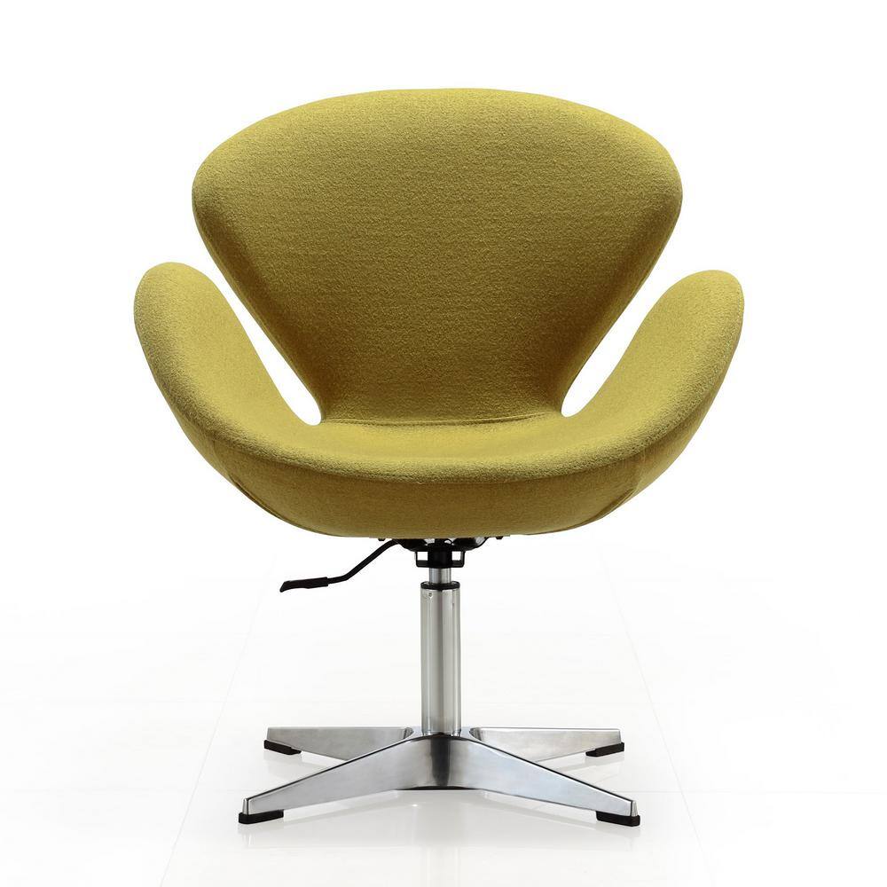 Sage Green Wool Blend Swivel Accent Chair with Chrome Base