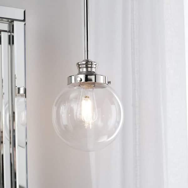 Progress Lighting Penn Collection 6-7/8 in. 1-Light Polished Nickel Clear Glass Modern Farmhouse Kitchen Pendant Light