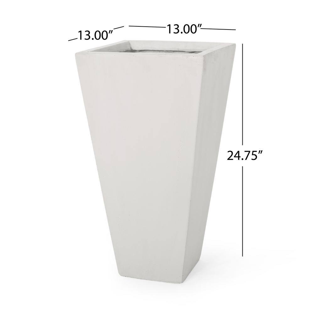 Matte White Cast Stone Tapered Outdoor Planter Set