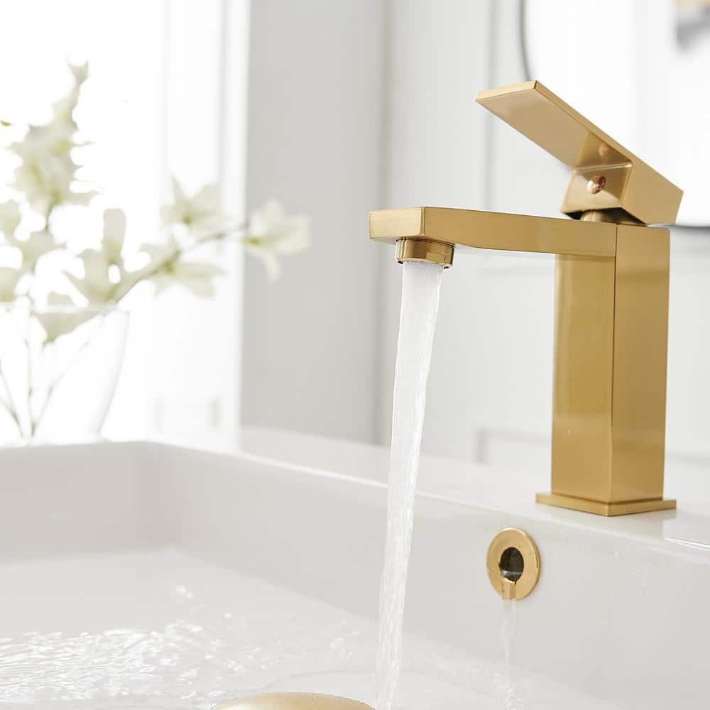 Brushed Gold Stainless Steel Single-Handle Bathroom Faucet