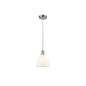 Bristol Glass 60-Watt 1 Light Polished Chrome Shaded Mini Pendant Light with Frosted glass Frosted Glass Shade