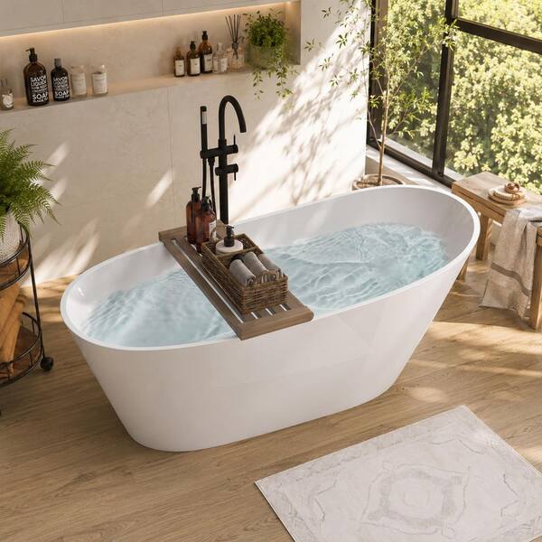 Zeafive 59 in. x 29.5 in. Acrylic Freestanding Soaking Bathtub