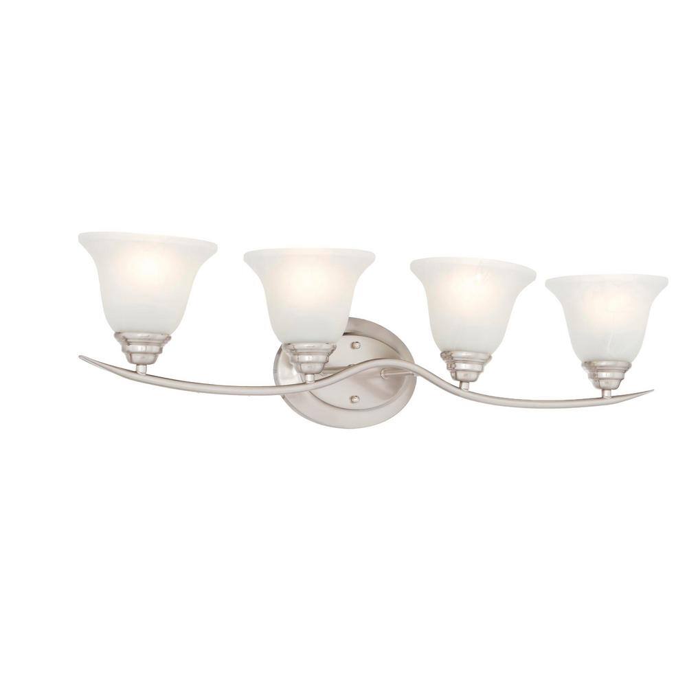 Trinidad Brushed Nickel 4-Light Bathroom Vanity with Alabaster Glass