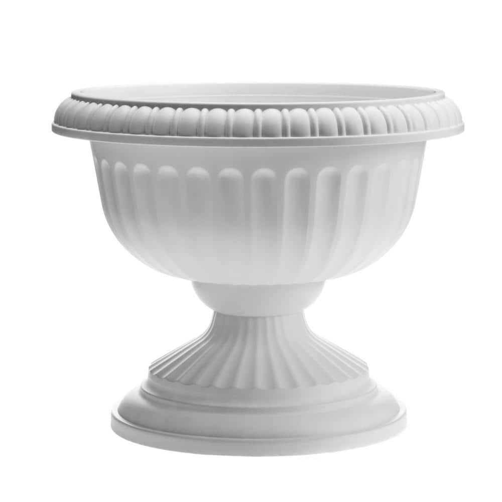 Bloem Grecian 18 in. Casper White Plastic Urn Planter GU18-09