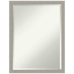 Woodgrain Stripe 20 in. x 26 in. Beveled Casual Rectangle Wood Framed Wall Mirror in Gray