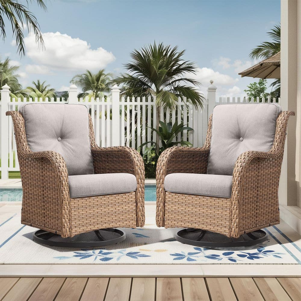 WellCane Yellow 2-Piece Wicker Outdoor Swivel Glider Patio Rocking Chair with 3. 9in Thick Beige Cushions For Porch price history on PriceWatchPro