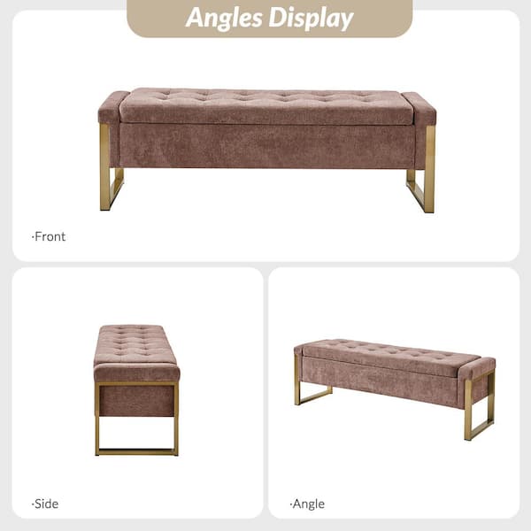 JAYDEN CREATION Alina Brown Modern Upholstered Flip Top