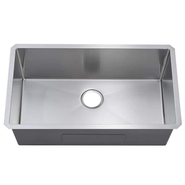 30 in. Undermount Single Bowl 16 Gauge Brushed Nickel Stainless Steel Kitchen Sink