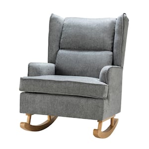 Andres Grey Rocking Chair with Solid Wooden legs