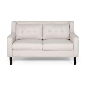 Galene 58 in. Beige Solid Fabric 2-Seats Loveseats with Removable Covers