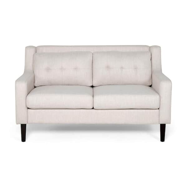 Noble House Galene 58 in. Beige Solid Fabric 2-Seats Loveseats with Removable Covers