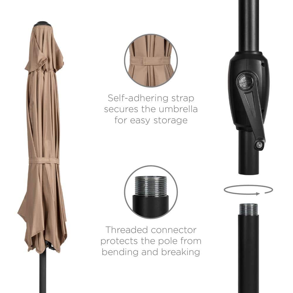 Tan 7.5ft Heavy-Duty Outdoor Market Patio Umbrella with Steel Pole