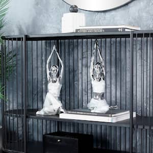 Silver Polystone Glam People Sculpture (Set of 2)