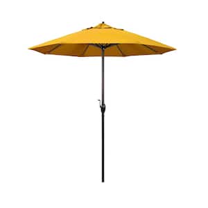 7.5 ft. Bronze Aluminum Market Auto-Tilt Crank Lift Patio Umbrella in Yellow Pacifica