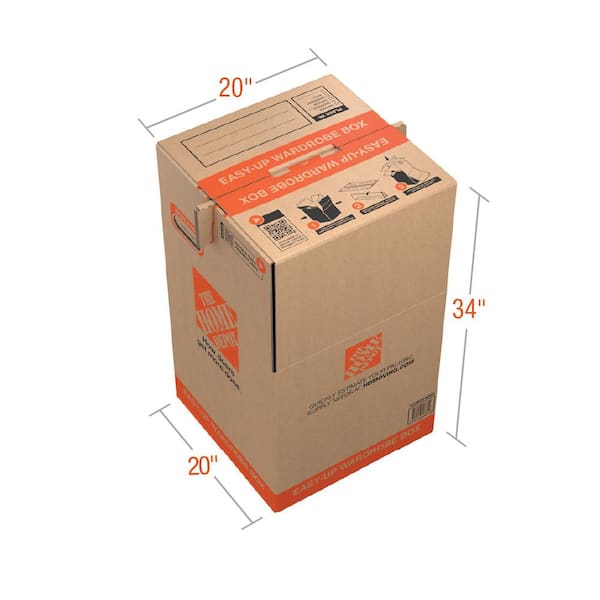 The Home Depot Easy Up Wardrobe Moving Box 12-Pack (20 in. W x 20 in. L x  34 in. D) NEWWRDB10 - The Home Depot