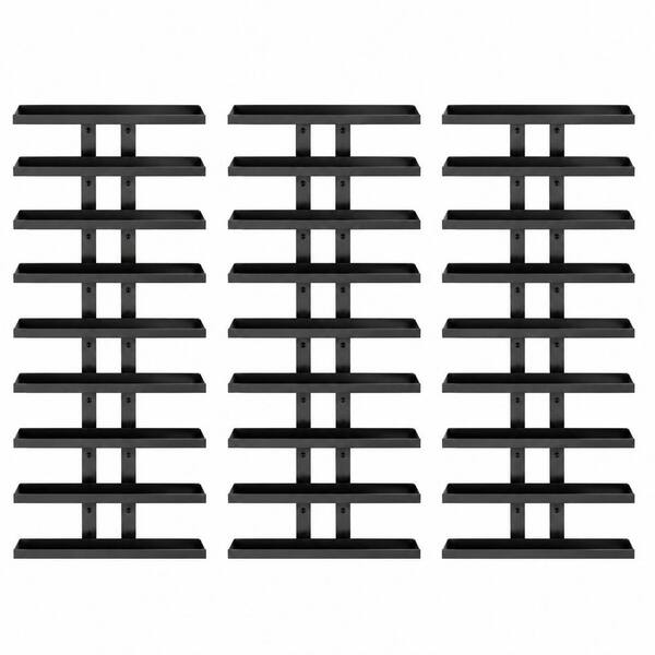 Black Metal Wall Mount Wine Rack Set of 3 for 24 Bottles, Space Saving Display and Storage Organizer