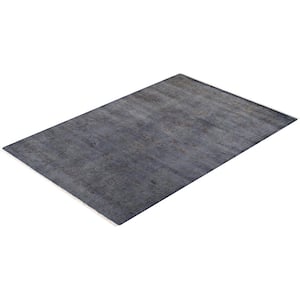 Gray 4 ft. 2 in. x 6 ft. 2 in. Fine Vibrance One-of-a-Kind Hand-Knotted Area Rug